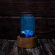 Bedroom Night Light Blue Ocean Shell Wood Epoxy Lamp Stand