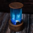 Bedroom Night Light Blue Ocean Shell Wood Epoxy Lamp Stand